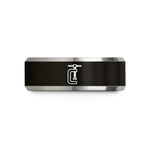 men's tungsten wedding – black & gray tungsten c clamp wedding band