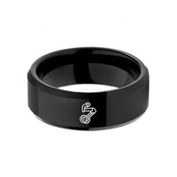 unique women's ring design – black tungsten derailleur wedding band