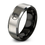 stylish wedding bands – black & silver tungsten drum key circle ring