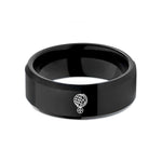 wedding band for man – black tungsten hemisphere compass wedding band