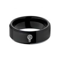 wedding band for man – black tungsten hemisphere compass wedding band