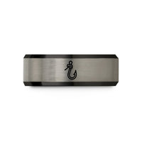 promise rings for her – black & blue & gray tungsten palomar knot hook wedding band