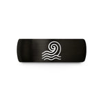matching couple rings set – black tungsten steam wave pattern wedding band