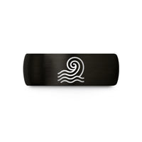 matching couple rings set – black tungsten steam wave pattern wedding band