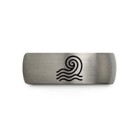 engraved couple promise rings – silver tungsten steam wave pattern wedding band
