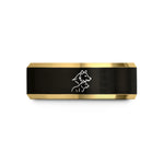 matching wedding bands sets – black & gold tungsten wolf pack wedding band