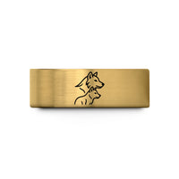 custom engraved ring bands – gold tungsten wolf pack wedding band