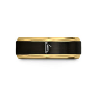 engraved couples tungsten rings – black & gold tungsten bassoon wedding band