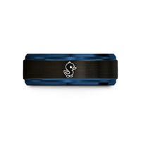 tungsten men's wedding bands – black & blue tungsten duckling wedding band