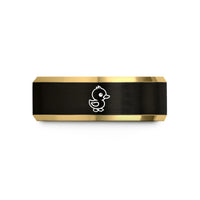 women's comfort fit ring – black & gold tungsten duckling wedding band