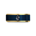 tungsten men's wedding bands – gold & blue tungsten duckling wedding band