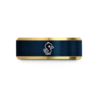tungsten men's wedding bands – gold & blue tungsten duckling wedding band