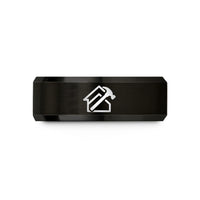 unisex tungsten wedding bands – black tungsten roofer roofline hammer wedding band