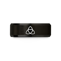 his and hers bands – black tungsten triquetra heart wedding band