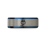 best rings for couples – blue & gray tungsten ac plug wedding band