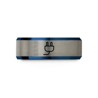 best rings for couples – blue & gray tungsten ac plug wedding band