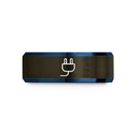 best rings for couples – gunmetal & blue tungsten ac plug wedding band