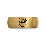 tungsten bands for couples – gold & gray tungsten coconut drink wedding band