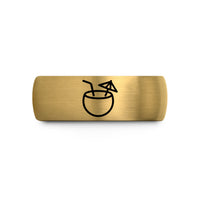 tungsten bands for couples – gold & gray tungsten coconut drink wedding band