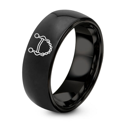 Curb Bit Chain – Tungsten Wedding Band, 8 mm, Black Comfort-Fit Unisex