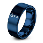 wedding band ring sets – blue tungsten reflex hammer ring