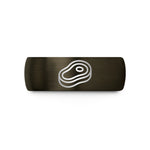 comfort fit wedding ring – gunmetal & black tungsten steak icon wedding band