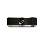 wedding bands for couples – black & silver tungsten syringe wedding band