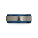 matching rings for couples – black & blue & silver tungsten water mark wedding band