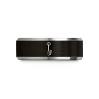 unique couple ring sets – black & gray tungsten monopod wedding band