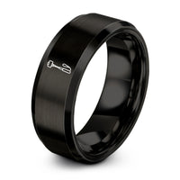 custom engraved rings set – black tungsten monopod ring