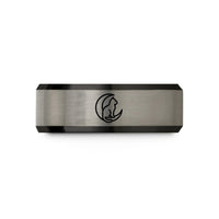tungsten wedding bands men – black & blue & gray tungsten cat moon wedding band