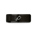 engraved couple ring set – black tungsten cleaver wedding band