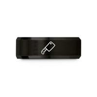 engraved couple ring set – black tungsten cleaver wedding band
