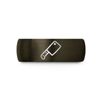 custom his her rings – gunmetal & black tungsten cleaver wedding band