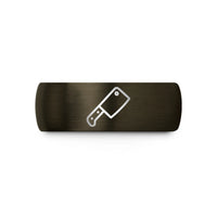 custom his her rings – gunmetal & black tungsten cleaver wedding band