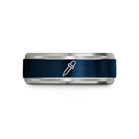 pair of rings wedding – blue & silver tungsten pipette wedding band