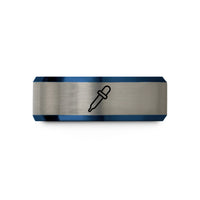couple matching bands set – blue & gray tungsten pipette wedding band