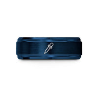 wedding bands for couples – blue tungsten pipette wedding band