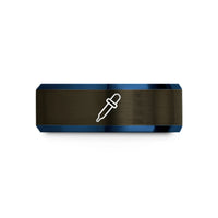 wedding bands for couples – gunmetal & blue tungsten pipette wedding band