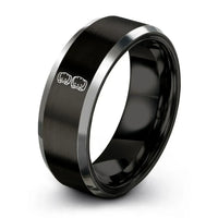 matching tungsten band sets – black & gray tungsten roller derby ring