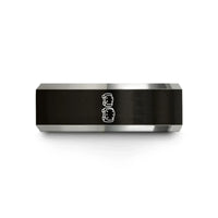 black & gray tungsten roller derby wedding band