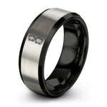 Roller Derby – Tungsten Wedding Band, 8 mm, Gunmetal, Grey Comfort-Fit Unisex