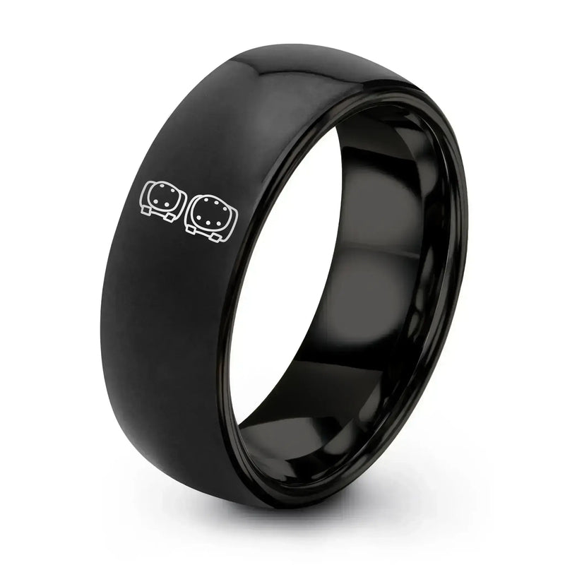 Roller Derby – Tungsten Wedding Band, 8 mm, Gunmetal, Grey Comfort-Fit Unisex