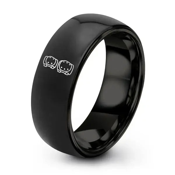 Roller Derby – Tungsten Wedding Band, 8 mm, Gunmetal, Grey Comfort-Fit Unisex