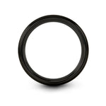 wedding band and ring – roller derby engraving on black tungsten wedding band