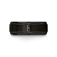 his and hers bands – black tungsten roller derby wedding band