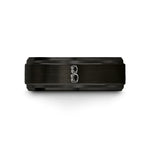 black tungsten roller derby wedding band
