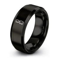 Roller Derby – Tungsten Wedding Band, 8 mm, Gunmetal, Grey Comfort-Fit Unisex