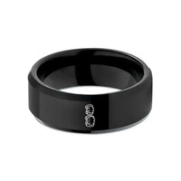 wedding band and ring – black tungsten roller derby wedding band