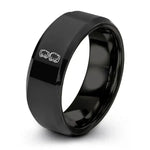 Roller Derby – Tungsten Wedding Band, 8 mm, Gunmetal, Grey Comfort-Fit Unisex